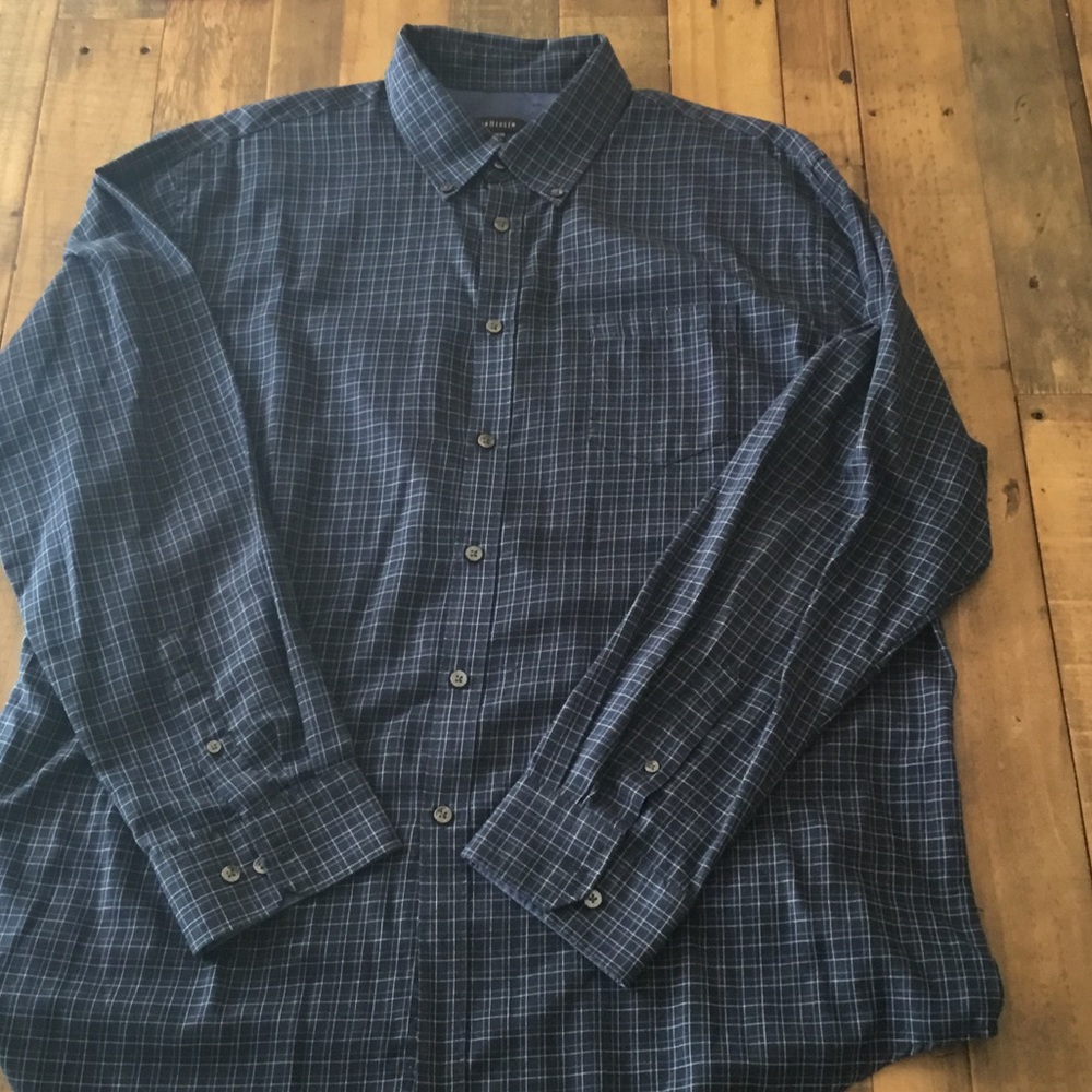 Van Heusen Navy Blue Windowpane Button-Down Shirt